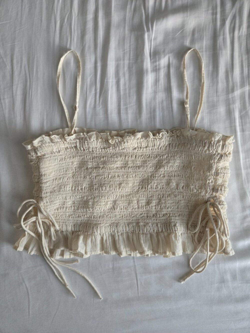 AE | Smocked Tie Side Button-Up Tank Top - Picture 5 of 5